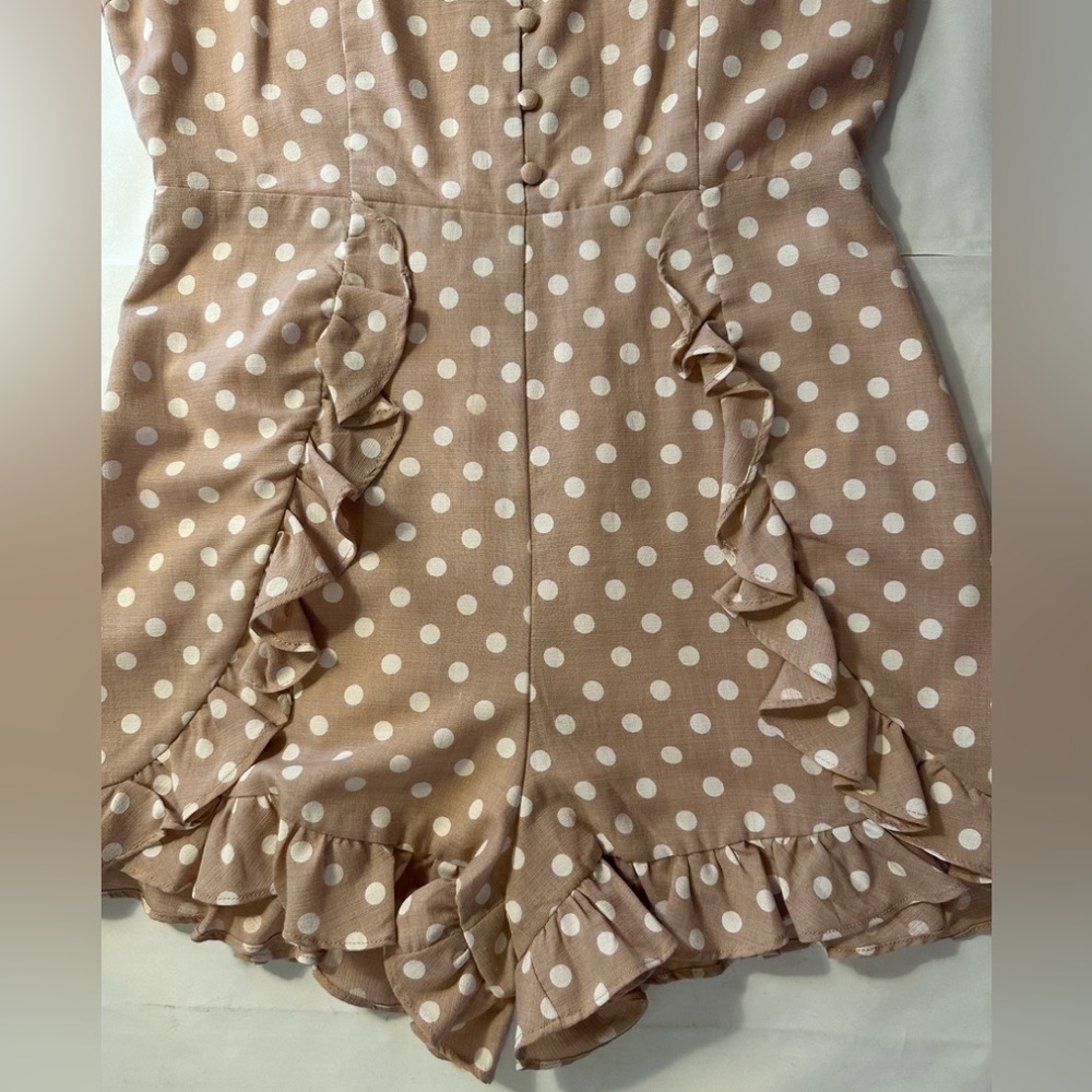 Do Be Polka Dot Ruffle Romper Jumpsuit Size Medium - image 2